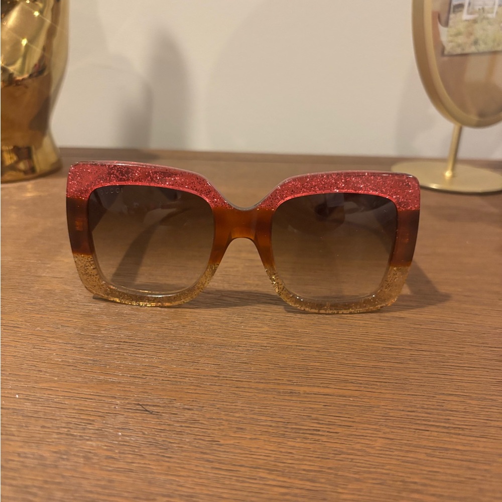 Gucci Red and Gold Glitter Sunglasses